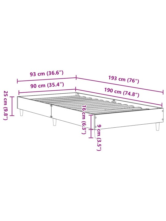 VOODIRAAM ILMA MADRATSITA, PRUUN TAMM 90X190 CM, TEHISPUIT