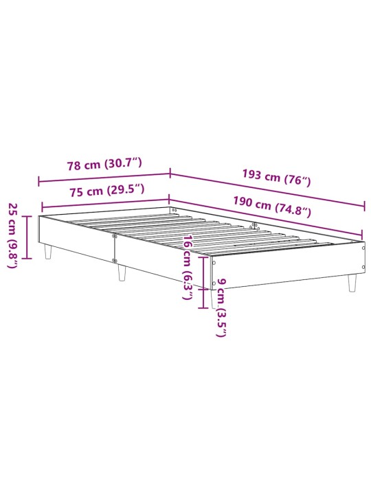 VOODIRAAM ILMA MADRATSITA, PRUUN TAMM 75X190 CM, TEHISPUIT