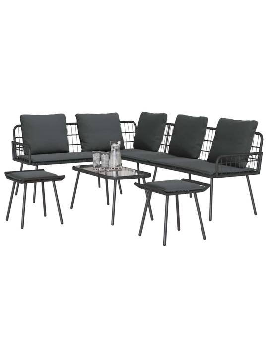 Aia diivanikomplekt 4 tk must polürotang