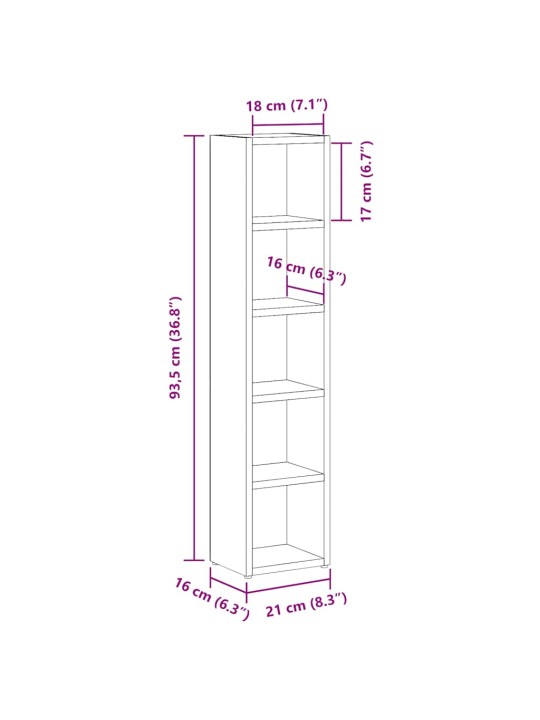 CD-KAPID 2 TK, MUST TAMM, 21 X 16 X 93,5 CM, TEHISPUIT