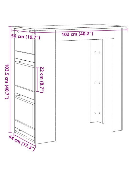 BAARILAUD HOIURIIULIGA MUST TAMM 102X50X103,5 CM