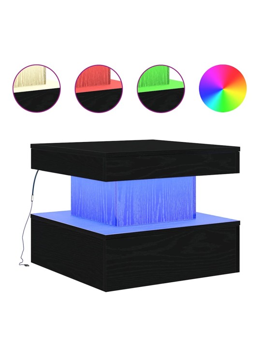 KOHVILAUD LED-TULEDEGA, MUST TAMM, 50 X 50 X 40 CM