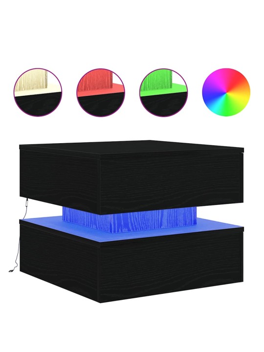 KOHVILAUD LED-TULEDEGA, MUST TAMM, 50 X 50 X 40 CM