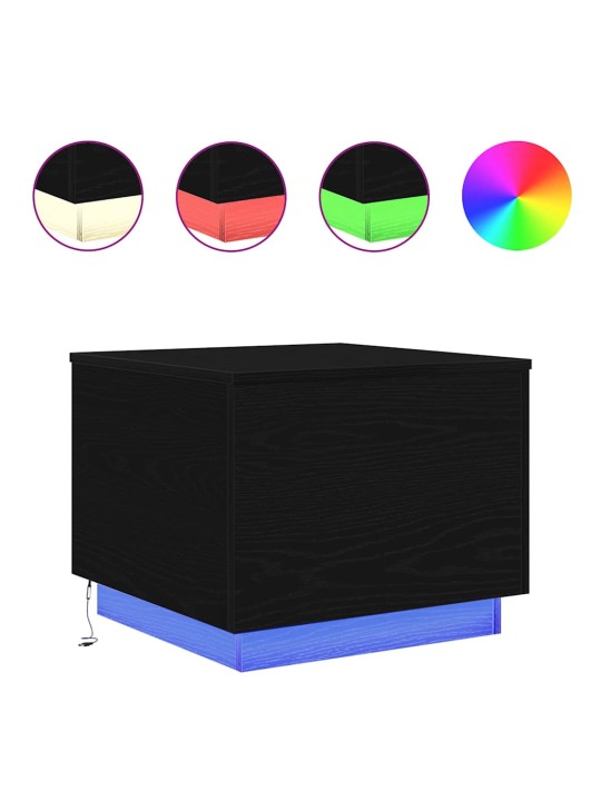 KOHVILAUD LED-TULEDEGA, MUST TAMM, 50 X 50 X 40 CM
