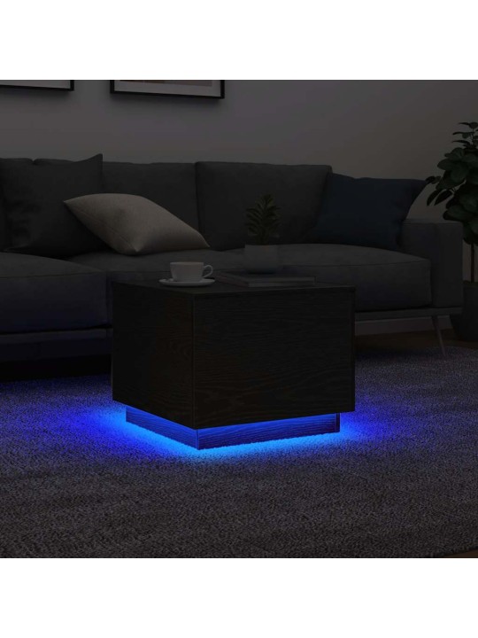 KOHVILAUD LED-TULEDEGA, MUST TAMM, 50 X 50 X 40 CM