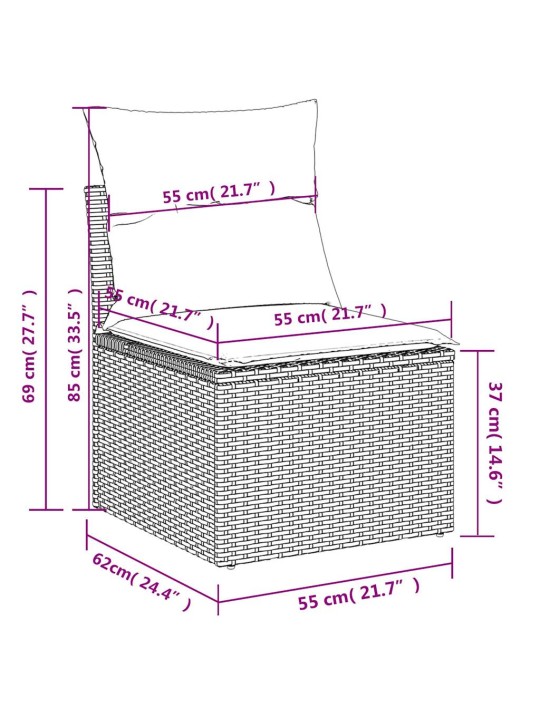 2-osaline aiadiivani komplekt patjadega, must, rotang/akaatsia