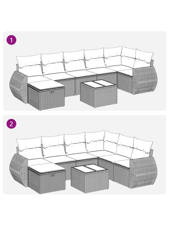 8-osaline aiadiivani komplekt patjadega, helehall, polürotang