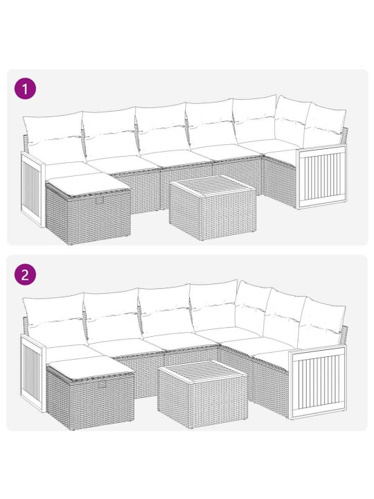 8-osaline aiadiivani komplekt patjadega, beež, polürotang