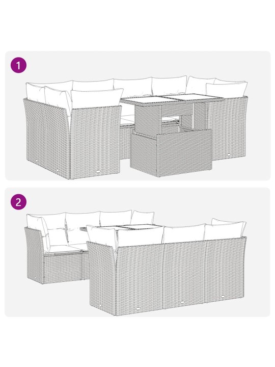 7-osaline aiadiivani komplekt patjadega, must, polürotang