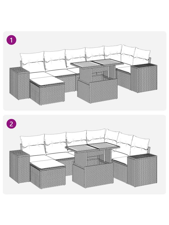 8-osaline aiadiivani komplekt patjadega, must, polürotang