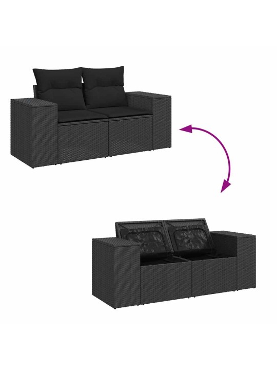 10-OSALINE AIADIIVANI KOMPLEKT PATJADEGA, MUST, ROTANG/AKAATSIA
