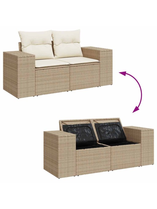 10-osaline aiadiivani komplekt patjadega, beež, rotang/akaatsia