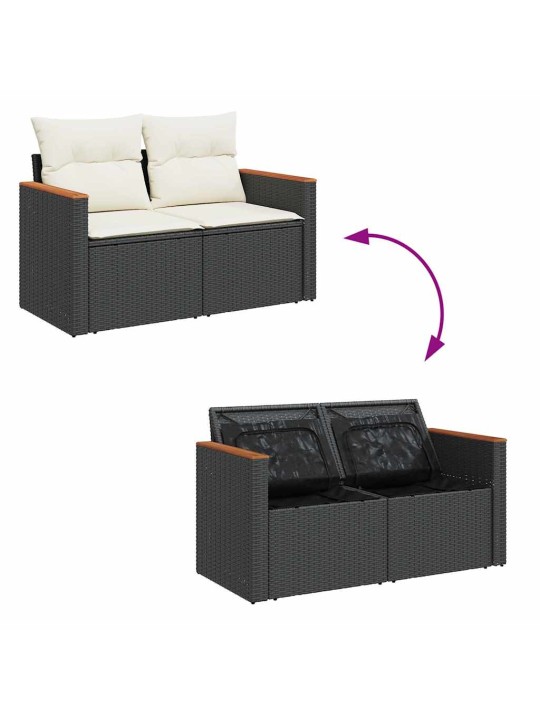 7-OSALINE AIADIIVANI KOMPLEKT PATJADEGA, MUST, ROTANG/AKAATSIA