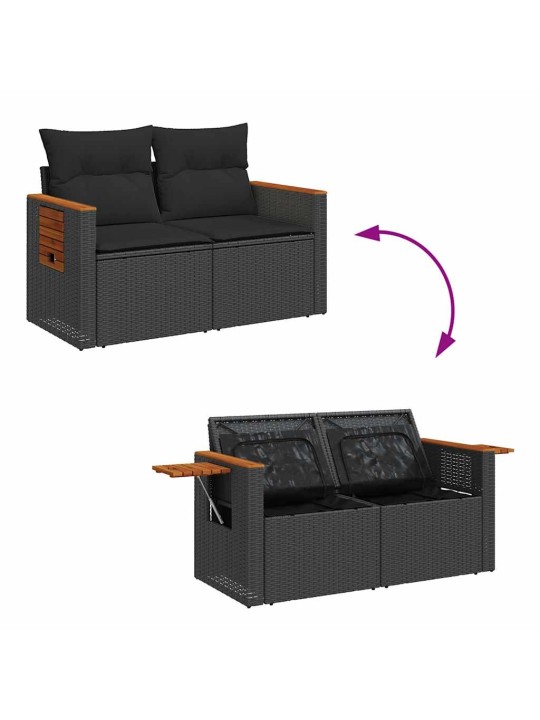 7-OSALINE AIADIIVANI KOMPLEKT PATJADEGA, MUST, ROTANG/AKAATSIA