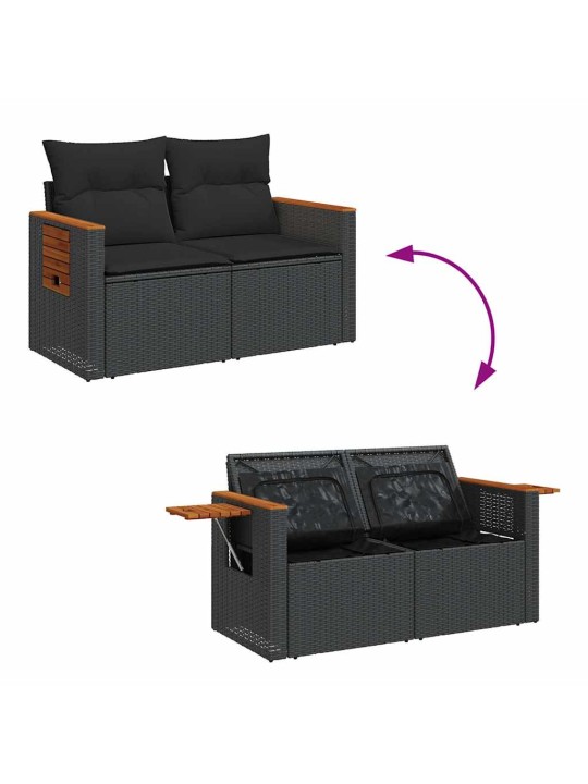 8-OSALINE AIADIIVANI KOMPLEKT PATJADEGA, MUST, ROTANG/AKAATSIA