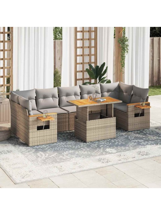 8-OSALINE AIADIIVANI KOMPLEKT PATJADEGA, BEEŽ, ROTANG/AKAATSIA