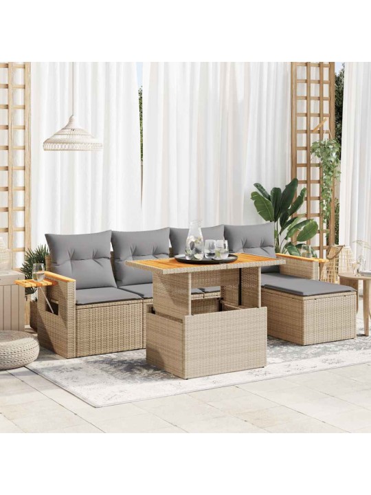 6-OSALINE AIADIIVANI KOMPLEKT PATJADEGA, BEEŽ, ROTANG/AKAATSIA
