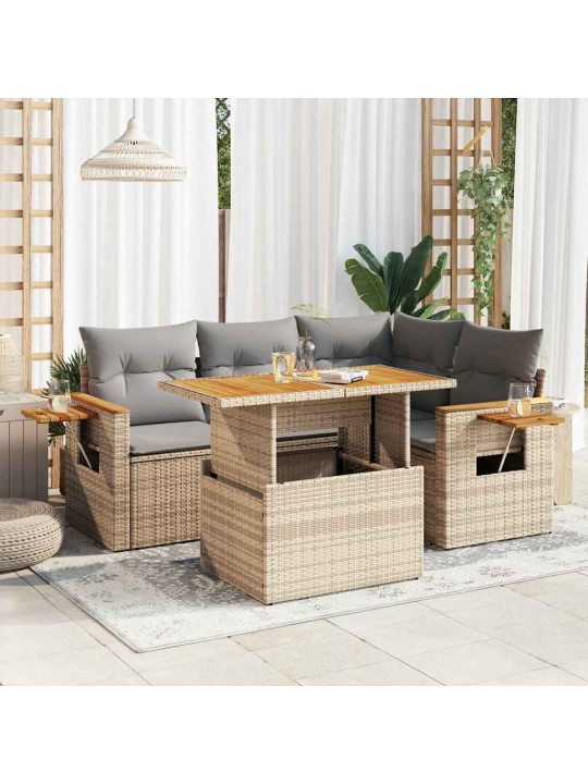 5-OSALINE AIADIIVANI KOMPLEKT PATJADEGA, BEEŽ, ROTANG/AKAATSIA