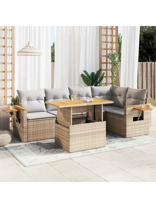 6-OSALINE AIADIIVANI KOMPLEKT PATJADEGA, BEEŽ, ROTANG/AKAATSIA