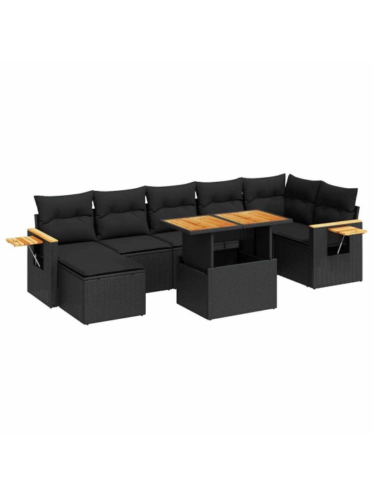 8-OSALINE AIADIIVANI KOMPLEKT PATJADEGA, MUST, ROTANG/AKAATSIA