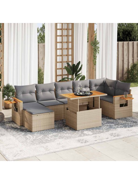 8-OSALINE AIADIIVANI KOMPLEKT PATJADEGA, BEEŽ, ROTANG/AKAATSIA