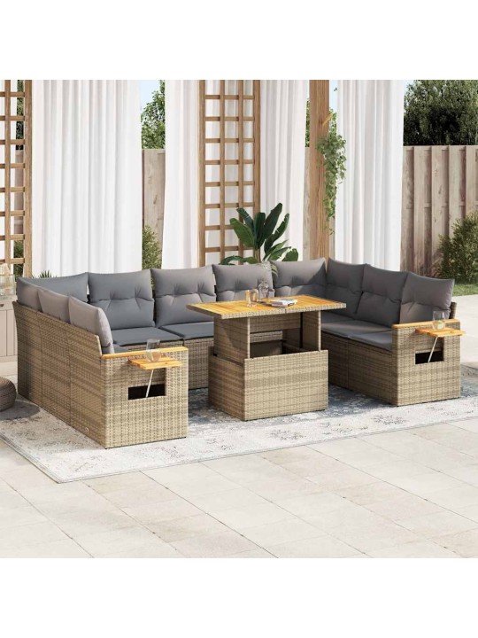 10-OSALINE AIADIIVANI KOMPLEKT PATJADEGA, BEEŽ, ROTANG/AKAATSIA