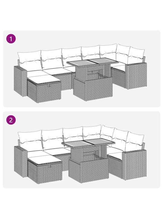 5-osaline aiadiivani komplekt patjadega, must, polürotang