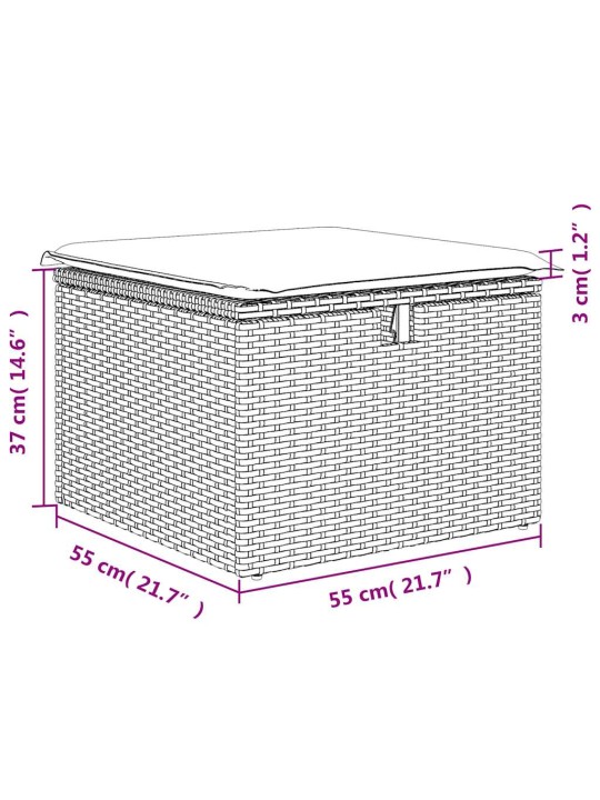 2-osaline aiadiivani komplekt patjadega, must, rotang/akaatsia