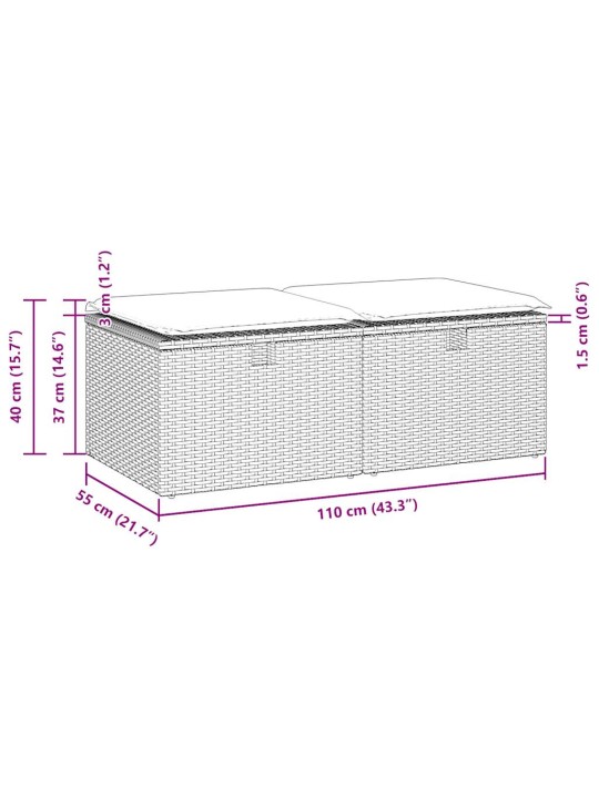 2-osaline aiadiivani komplekt patjadega, must, rotang/akaatsia