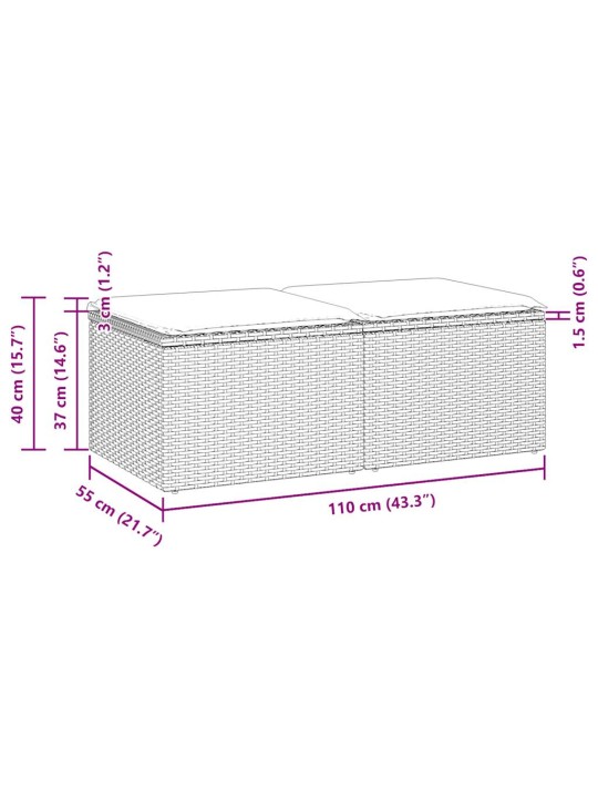 2-osaline aiadiivani komplekt patjadega, must, rotang/akaatsia