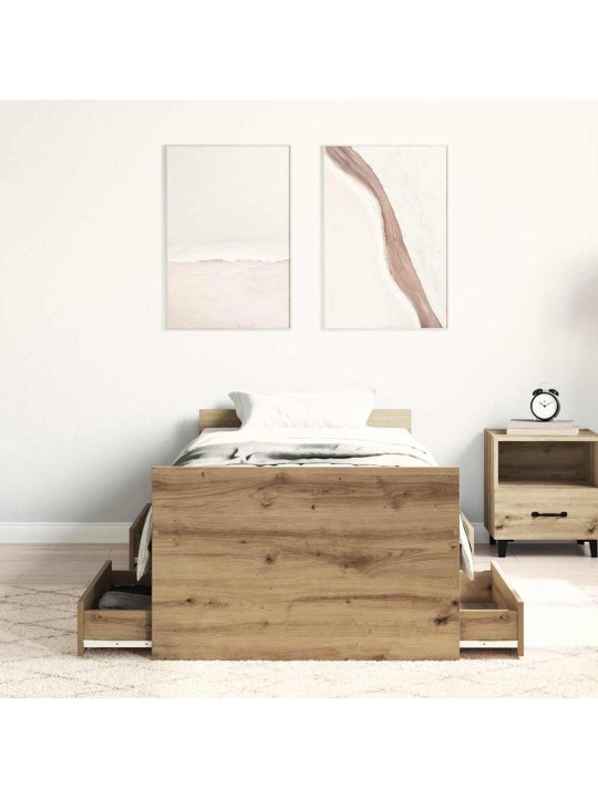 VOODIRAAM ILMA MADRATSITA, KÄSITÖÖTAMM 90X200 CM, TEHISPUIT