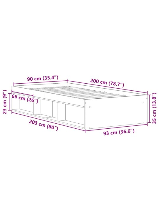 VOODIRAAM ILMA MADRATSITA, VANA PUIT 90X200 CM, TEHISPUIT