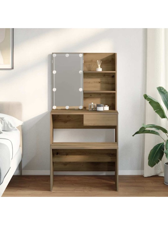 TUALETTLAUA KOMPLEKT LED KÄSITÖÖLINE TAMME EHITUSPUIT