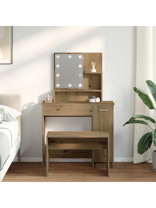 TUALETTLAUA KOMPLEKT LED KÄSITÖÖLINE TAMME EHITUSPUIT