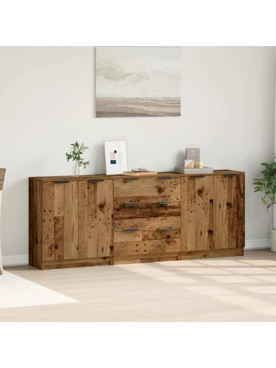 PUHVETKAPID 3 TK VANA PUIT 60X30X70 CM ENGINEERED WOOD