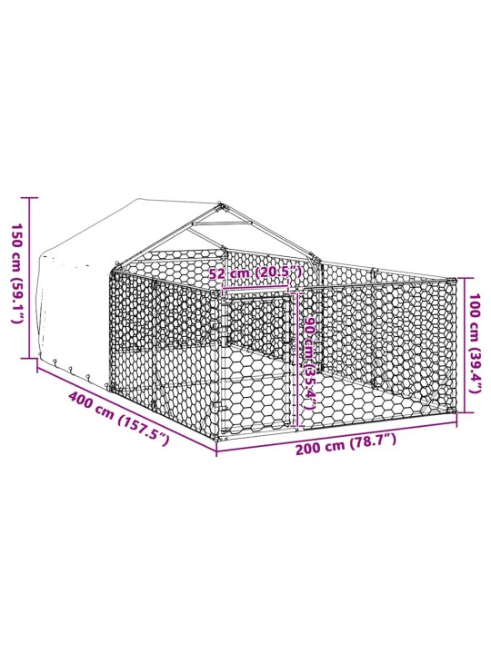 OUTDOOR DOG KENNEL RUN 4X2X1,5 M TSINGITUD TERASEGA