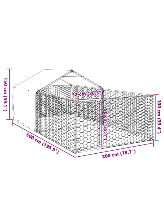 OUTDOOR DOG KENNEL RUN 5X2X1,5 M TSINGITUD TERASEGA