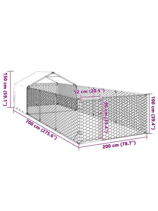 OUTDOOR DOG KENNEL RUN 7X2X1,5 M TSINGITUD TERASEGA