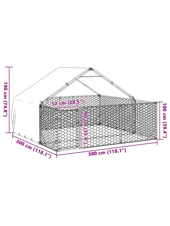 OUTDOOR DOG KENNEL RUN 3X3X1,9 M TSINGITUD TERASEGA
