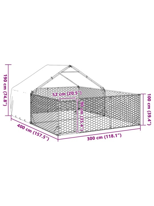 OUTDOOR DOG KENNEL RUN 4X3X1,9 M TSINGITUD TERASEGA