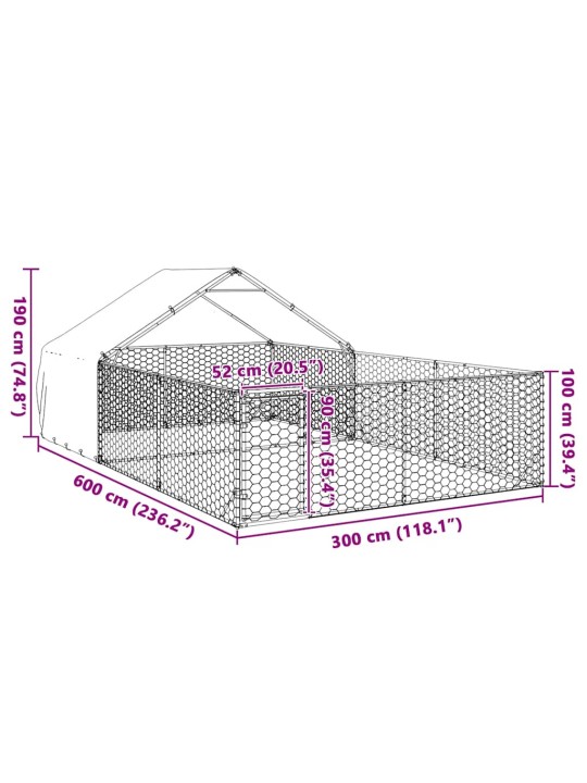 OUTDOOR DOG KENNEL RUN 6X3X1,9 M TSINGITUD TERASEGA