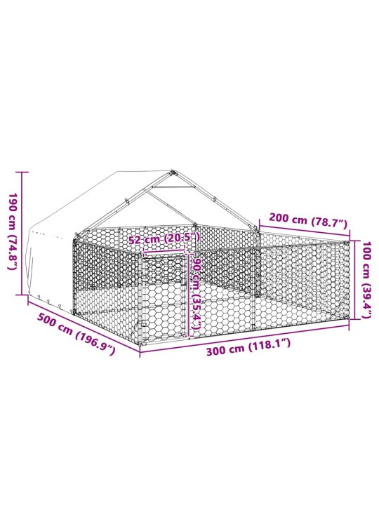 OUTDOOR DOG KENNEL RUN 5X3X1,9 M TSINGITUD TERASEGA
