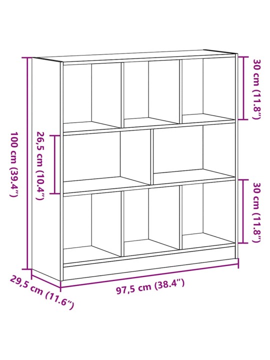 RAAMATUKAPP MUST TAMM 97,5X29,5X100 CM EHITUSPUIT