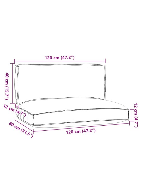 Pallet padjakomplekt 2 tk kuninglik sinine 120 x 80 x 12 cm