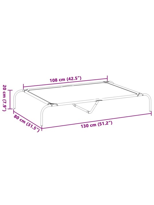 KÕRGENDATUD KOERAVOODI MUST 130X80X20 CM TEKSTIILIST TERASEST