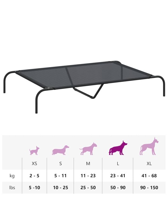 KÕRGENDATUD KOERAVOODI MUST 130X80X20 CM TEKSTIILIST TERASEST
