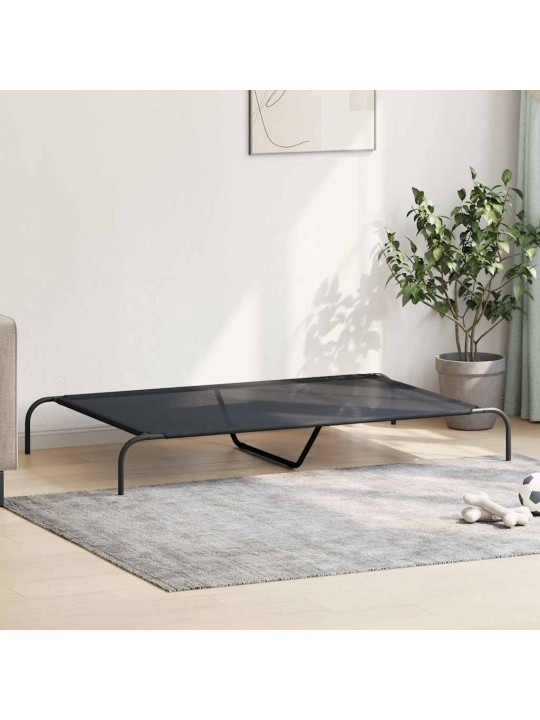 KÕRGENDATUD KOERAVOODI MUST 150X90X20 CM TEKSTIILIST TERASEST