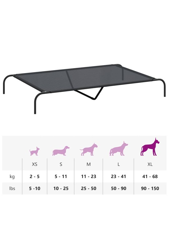 KÕRGENDATUD KOERAVOODI MUST 150X90X20 CM TEKSTIILIST TERASEST