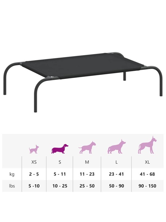 KÕRGENDATUD KOERAVOODI MUST 90X50X20 CM OXFORDI KANGAS JA TERAS
