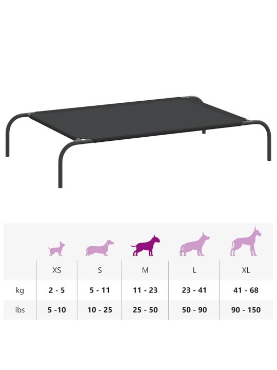 KÕRGENDATUD KOERAVOODI MUST 110X65X20 CM OXFORDI KANGAS TERAS